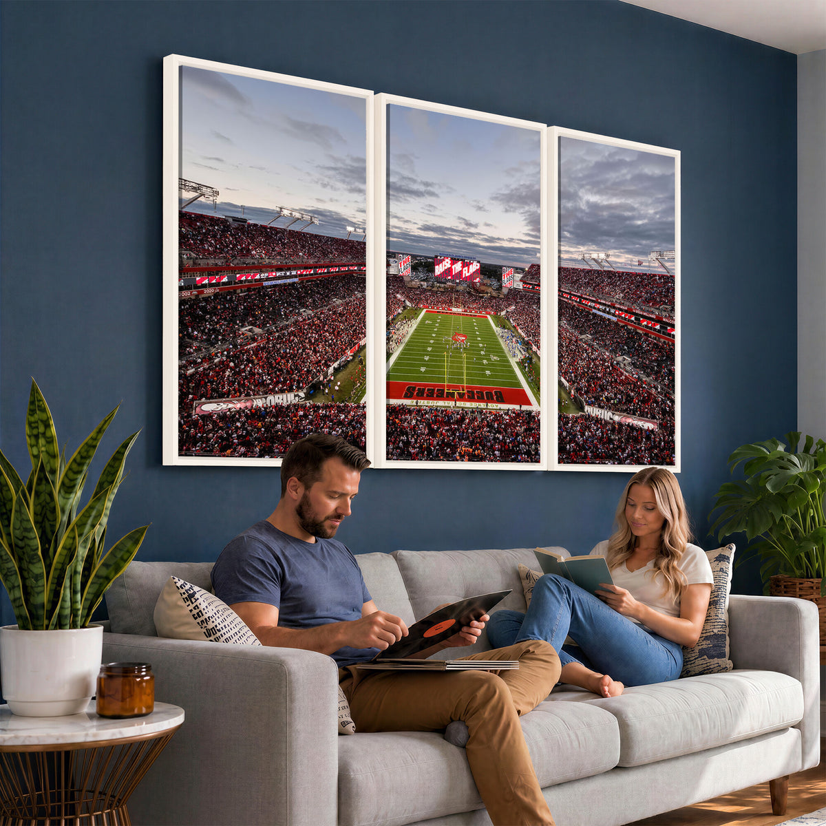 35698-MGV-CV-36X24 - Florida Tampa Raymond James Stadium Wall Art Canvas Print - NFL Football Stadium Print Canvas