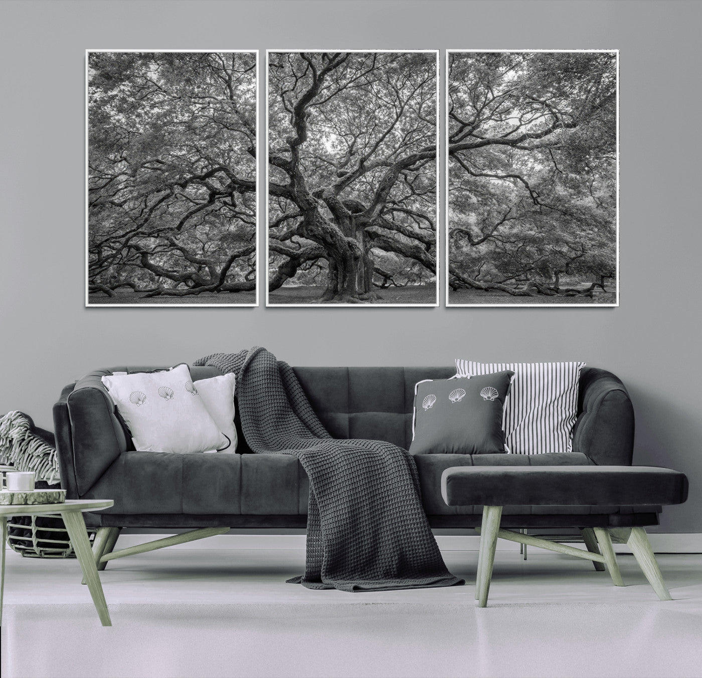 97240-MGV-CV-36X24-Majestic Angel Oak Tree Black and White Canvas Print – Multi Panel Wall Art, Giclée Print, Ready to