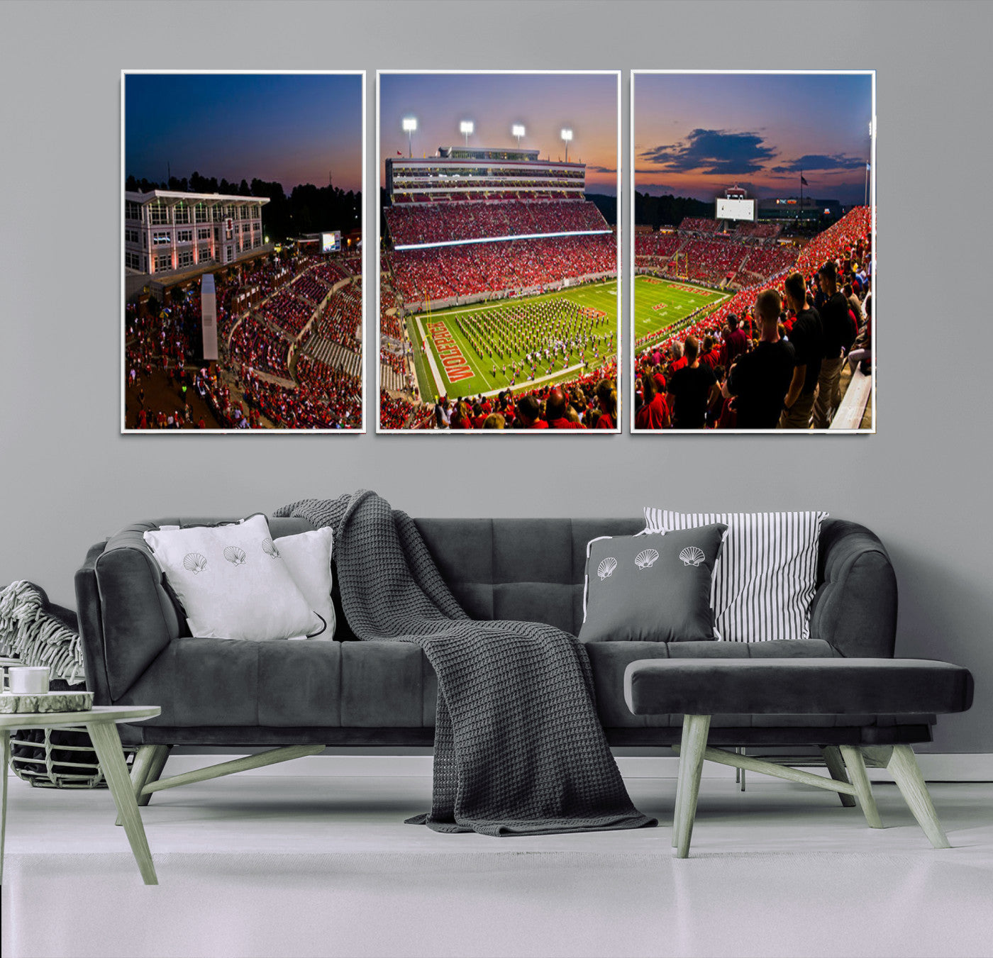 MGV-FC-60X30-3P - NC State Wolfpack Football Team Print - Raleigh Carter-Finley Stadium Wall Art Canvas Print