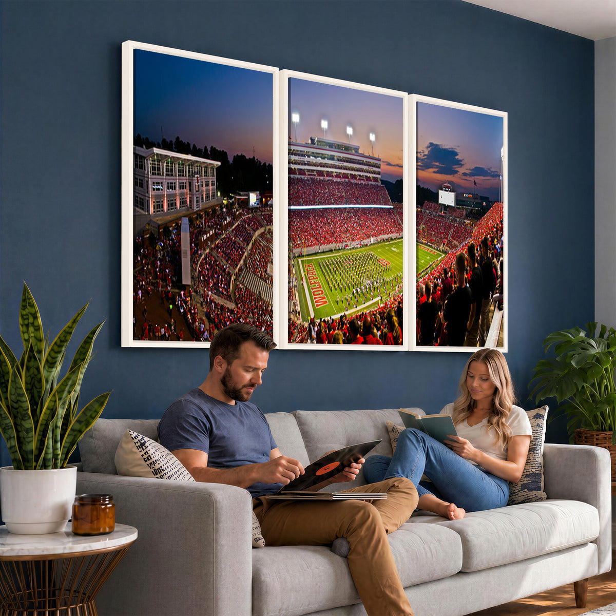 87655-MGV-CV-36X24 - NC State Wolfpack Football Team Print - Raleigh Carter-Finley Stadium Wall Art Canvas Print