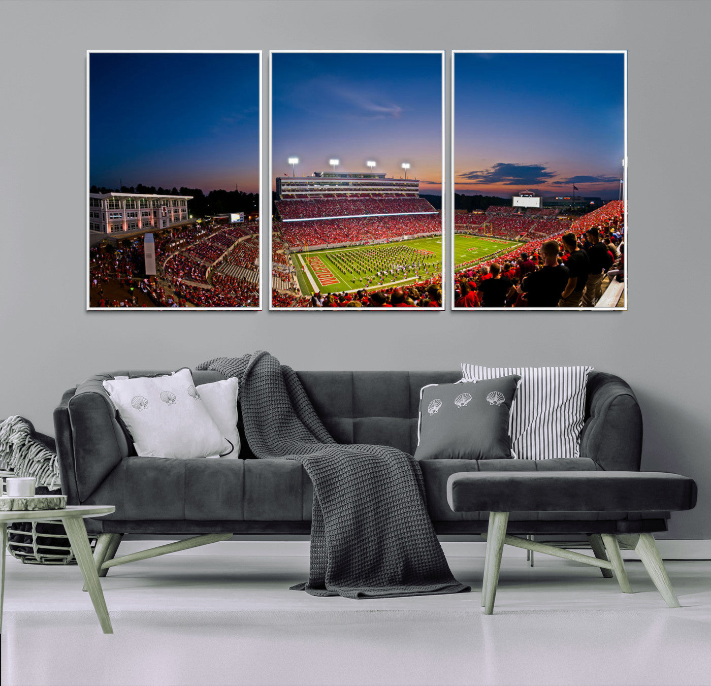 MGV-FC-60X30-3P - NC State Wolfpack Football Team Print - Raleigh Carter-Finley Stadium Wall Art Canvas Print