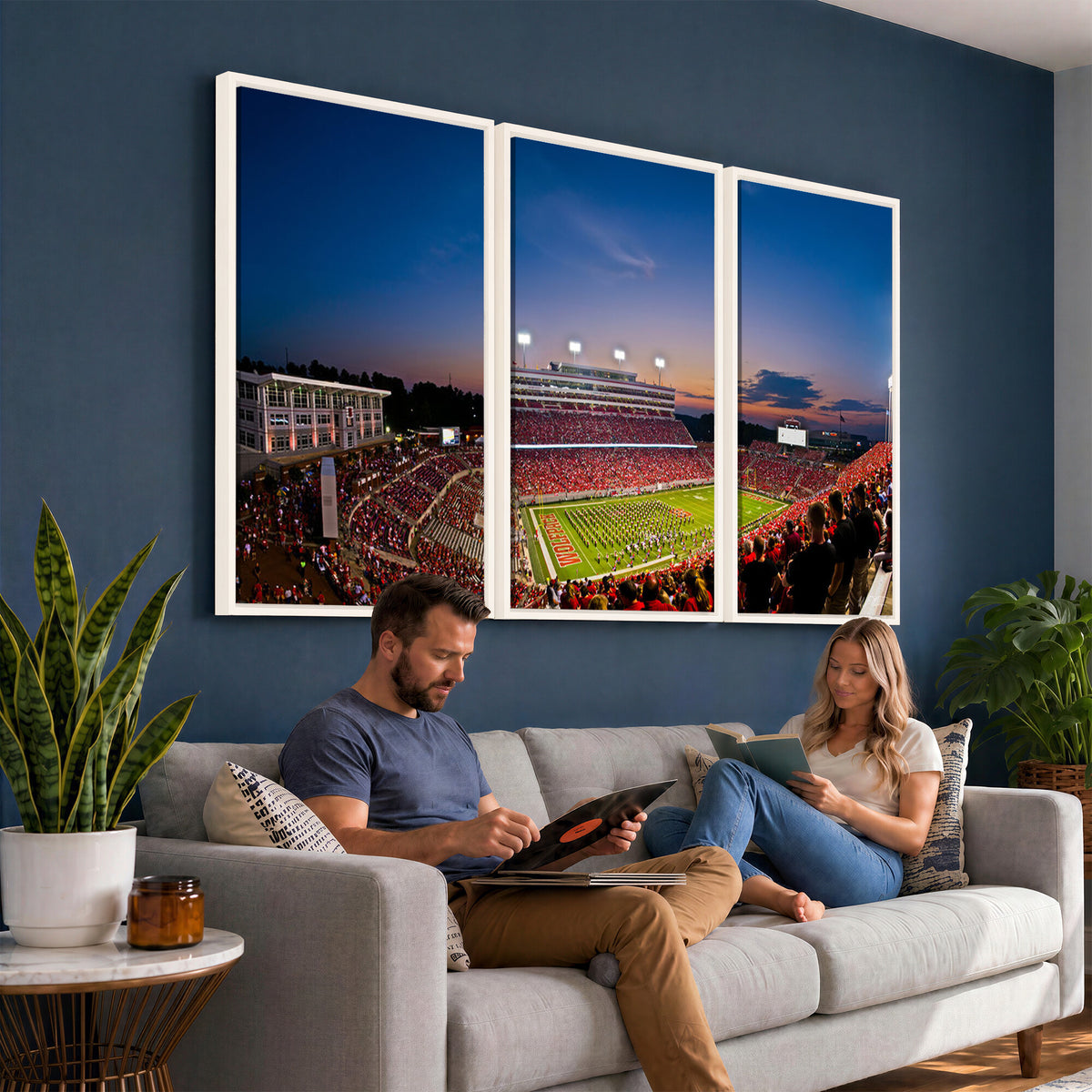 33313-MGV-CV-36X24 - NC State Wolfpack Football Team Print - Raleigh Carter-Finley Stadium Wall Art Canvas Print