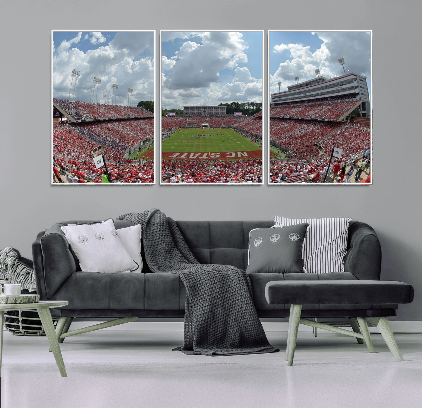 30640-MGV-CV-36X24-NC State Wolfpack Football Team Print Canvas- Raleigh Carter-Finley Stadium Wall Art Canvas Print