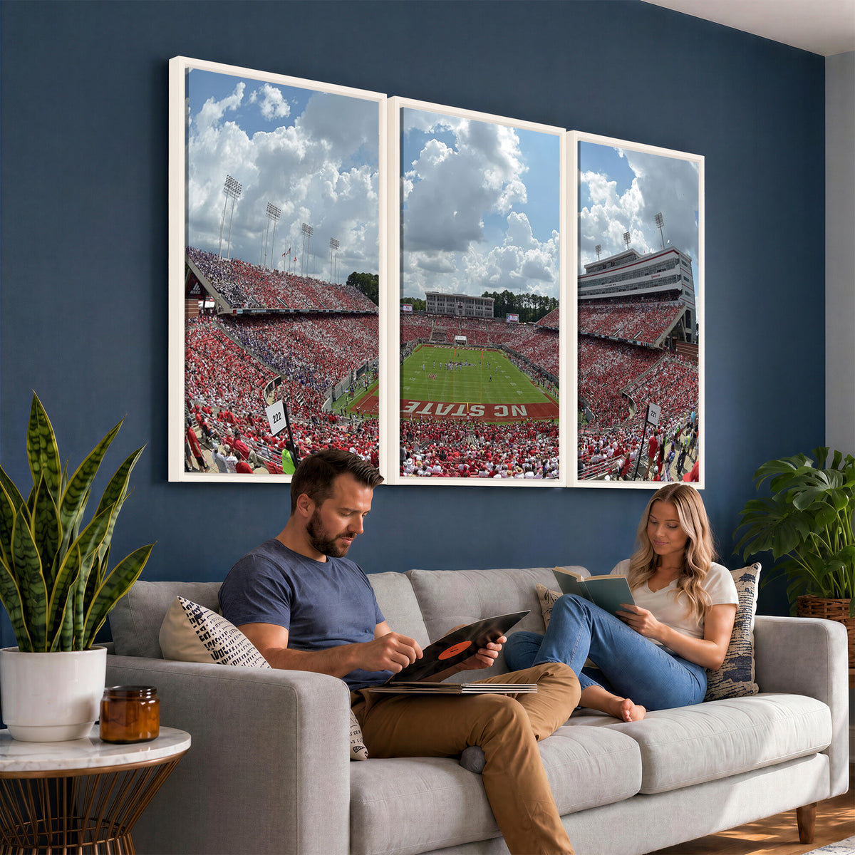 30640-MGV-CV-36X24 - NC State Wolfpack Football Team Print Canvas- Raleigh Carter-Finley Stadium Wall Art Canvas Print