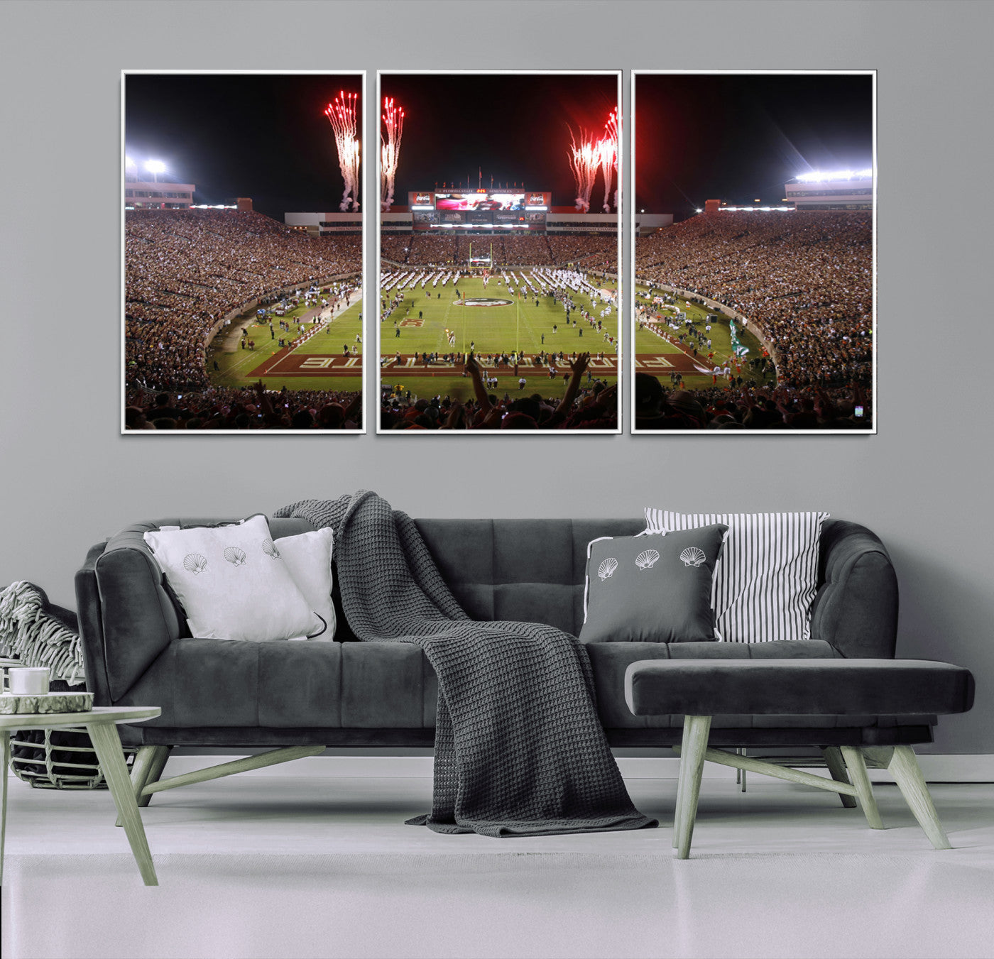 86288-MGV-CV-36X24-Framed Florida State Seminoles Football Team Print - Tallahassee Doak Campbell Stadium Wall Art