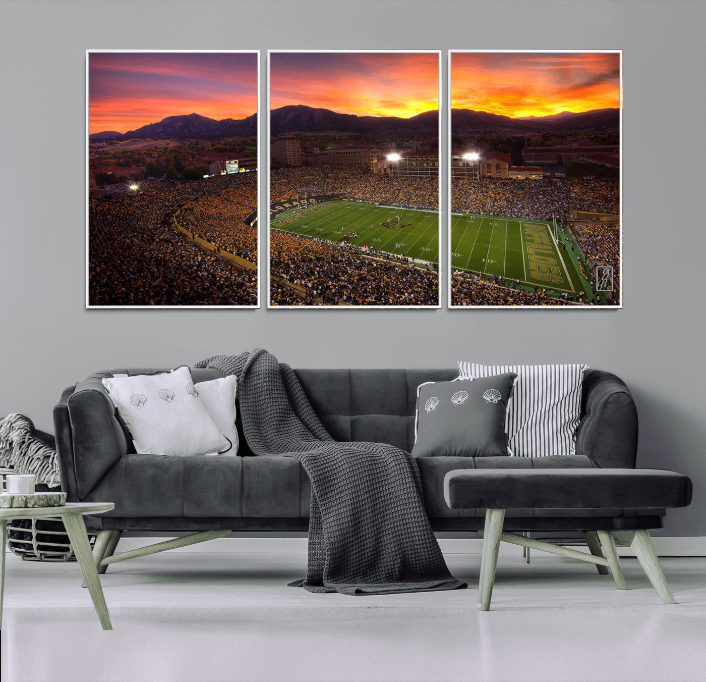 MGV-FC-60X30-3P - Colorado Buffaloes Football Team Print - Boulder Folsom Field Stadium Wall Art Canvas Print