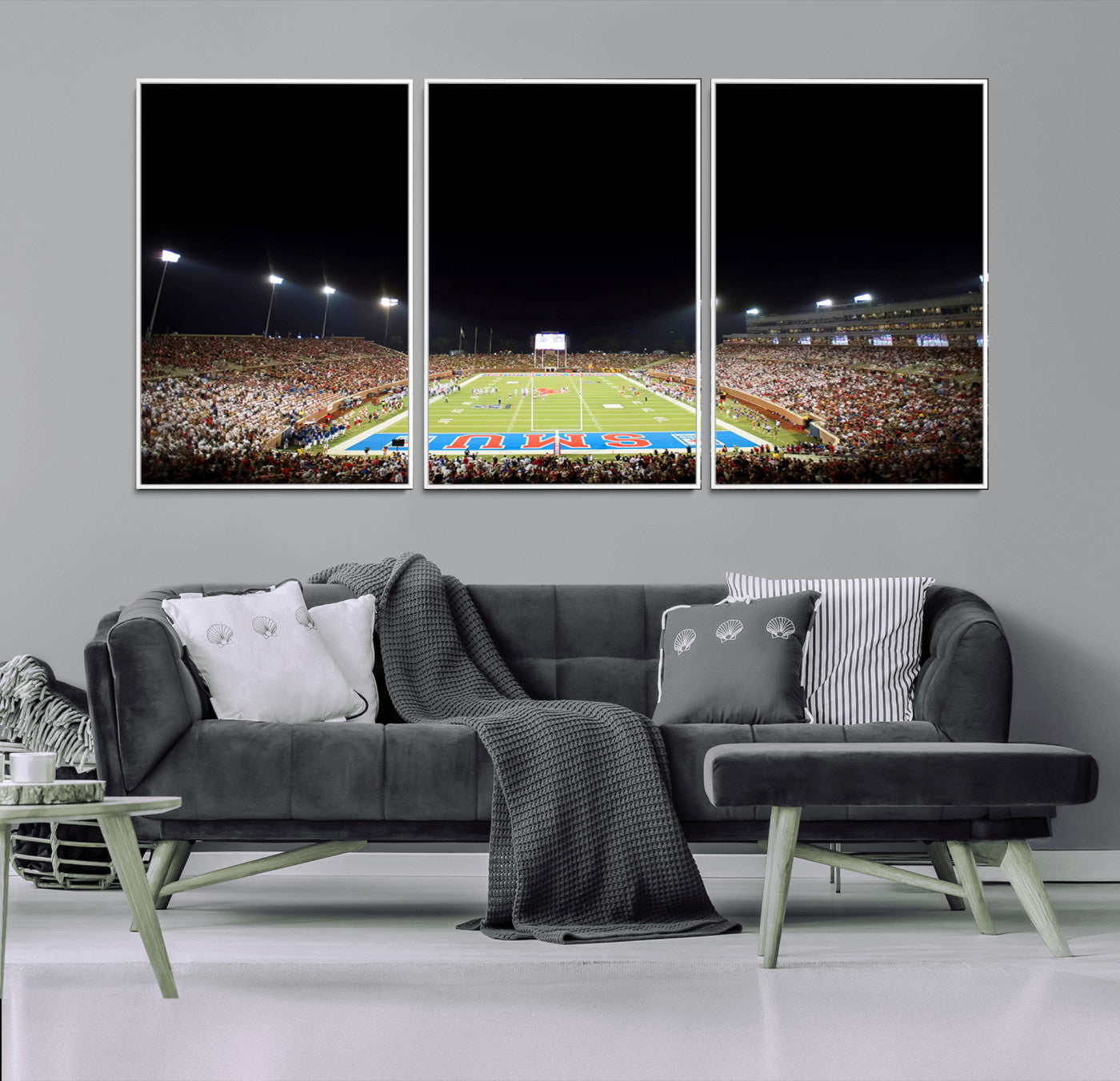 MGV-FC-60X30-3P - SMU Mustangs Football Team Print - Dallas Gerald J. Ford Stadium Wall Art Canvas Print