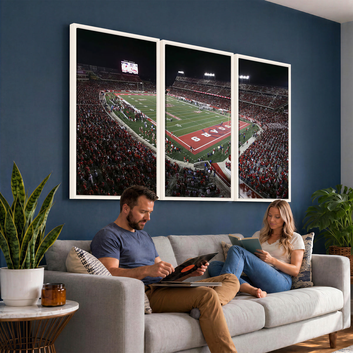 94207-MGV-CV-36X24 - Houston Cougars Football Team Print - Houston TDECU Stadium Wall Art Canvas Print