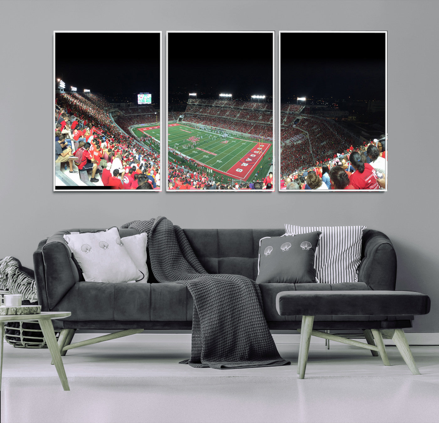 67036-MGV-FC-60X30-3P_White-Houston Cougars Football Team Print - Houston TDECU Stadium Wall Art Canvas Print