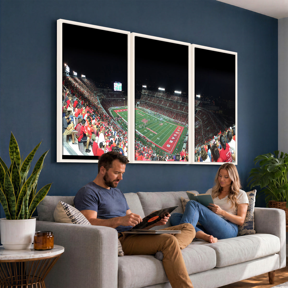 67036-MGV-CV-36X24 - Houston Cougars Football Team Print - Houston TDECU Stadium Wall Art Canvas Print