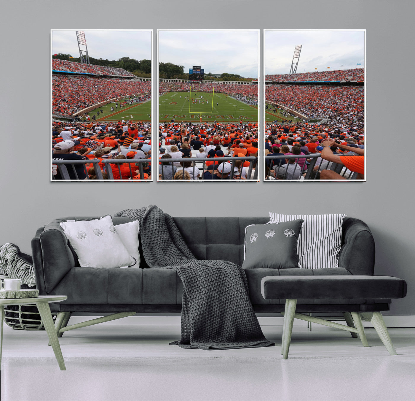 63606-MGV-CV-80X40-5P-Virginia Cavaliers Football Team Print - Charlottesville Scott Stadium Print Wall Art Canvas
