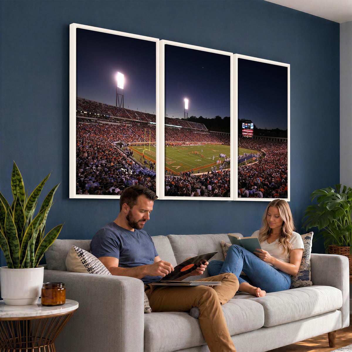 69378-MGV-CV-36X24 - Virginia Cavaliers Football Team Print - Charlottesville Scott Stadium Canvas Print Wall Art