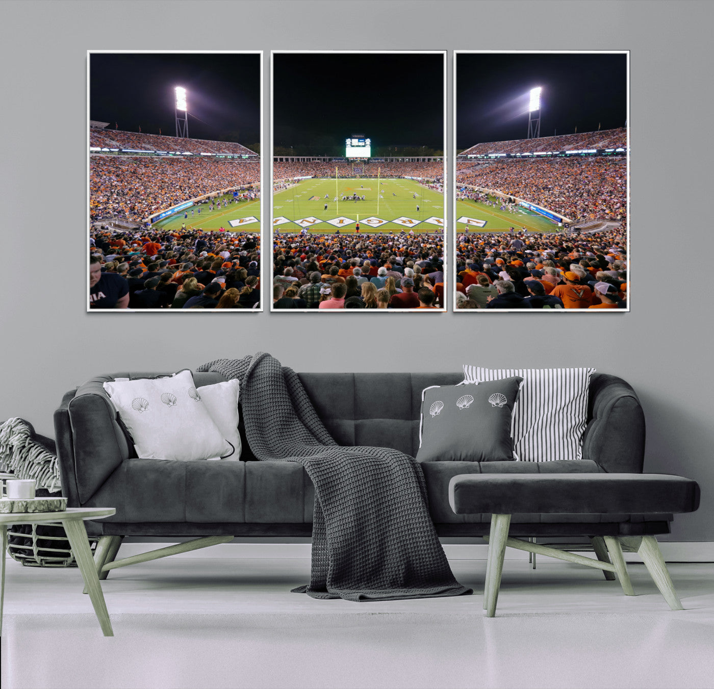 MGV-FC-60X30-3P - Virginia Cavaliers Football Team Print - Charlottesville Scott Stadium Wall Art Canvas Print