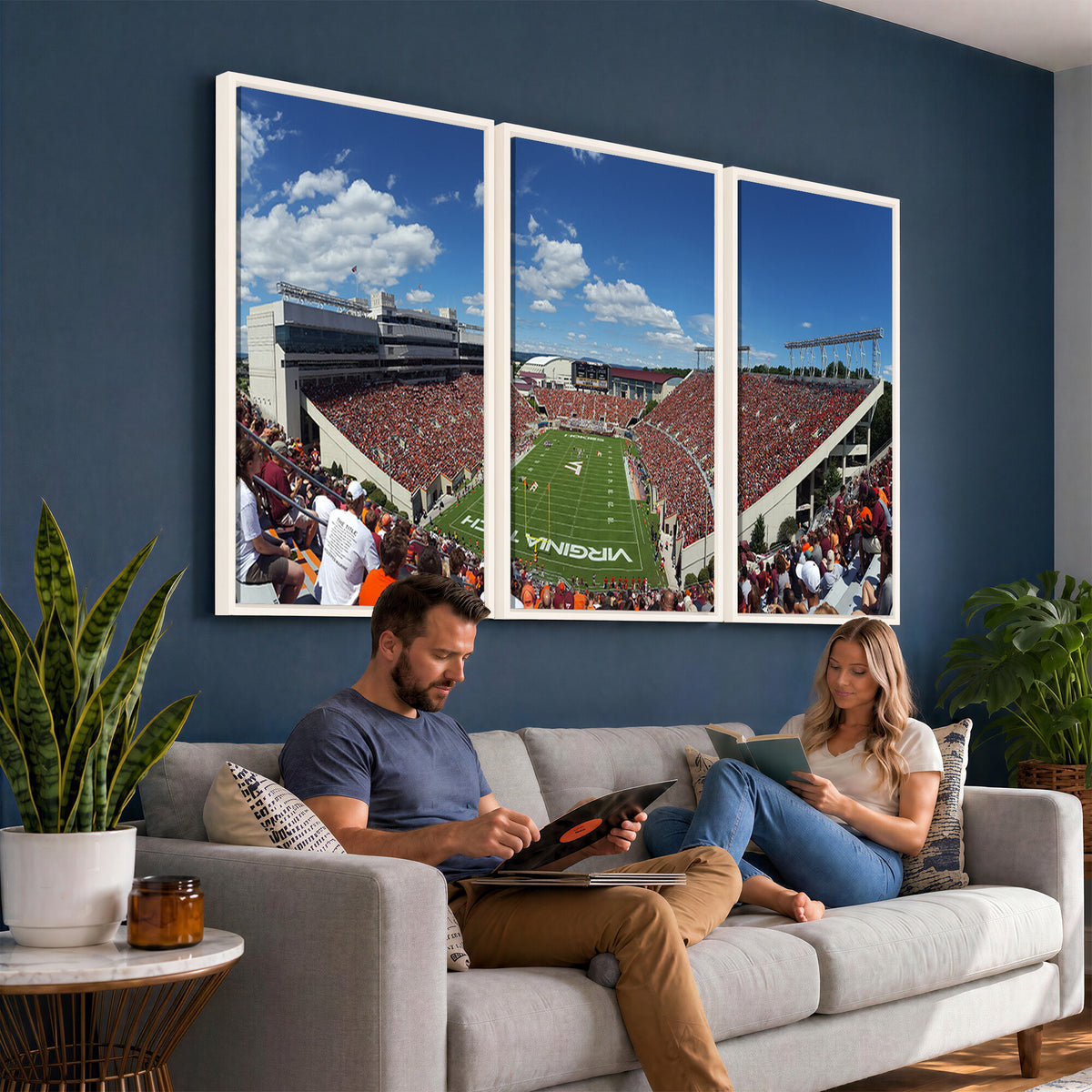87769-MGV-CV-36X24 - Virginia Tech Hokies Football Team Print - Blacksburg Lane Stadium Wall Art Canvas Print