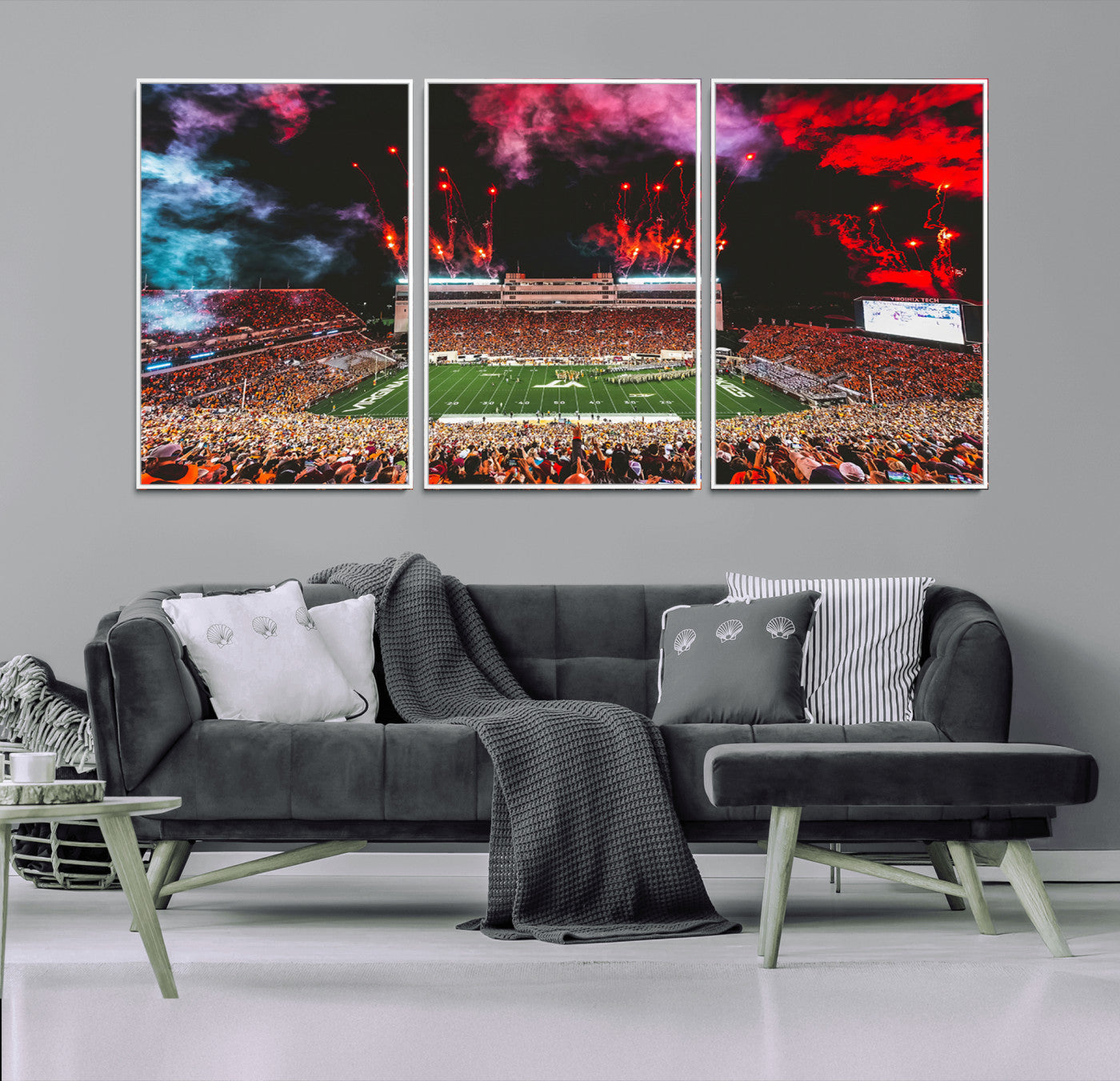 65761-MGV-CV-36X24-Virginia Tech Hokies Football Team Print - Blacksburg Lane Stadium Wall Art Canvas Print