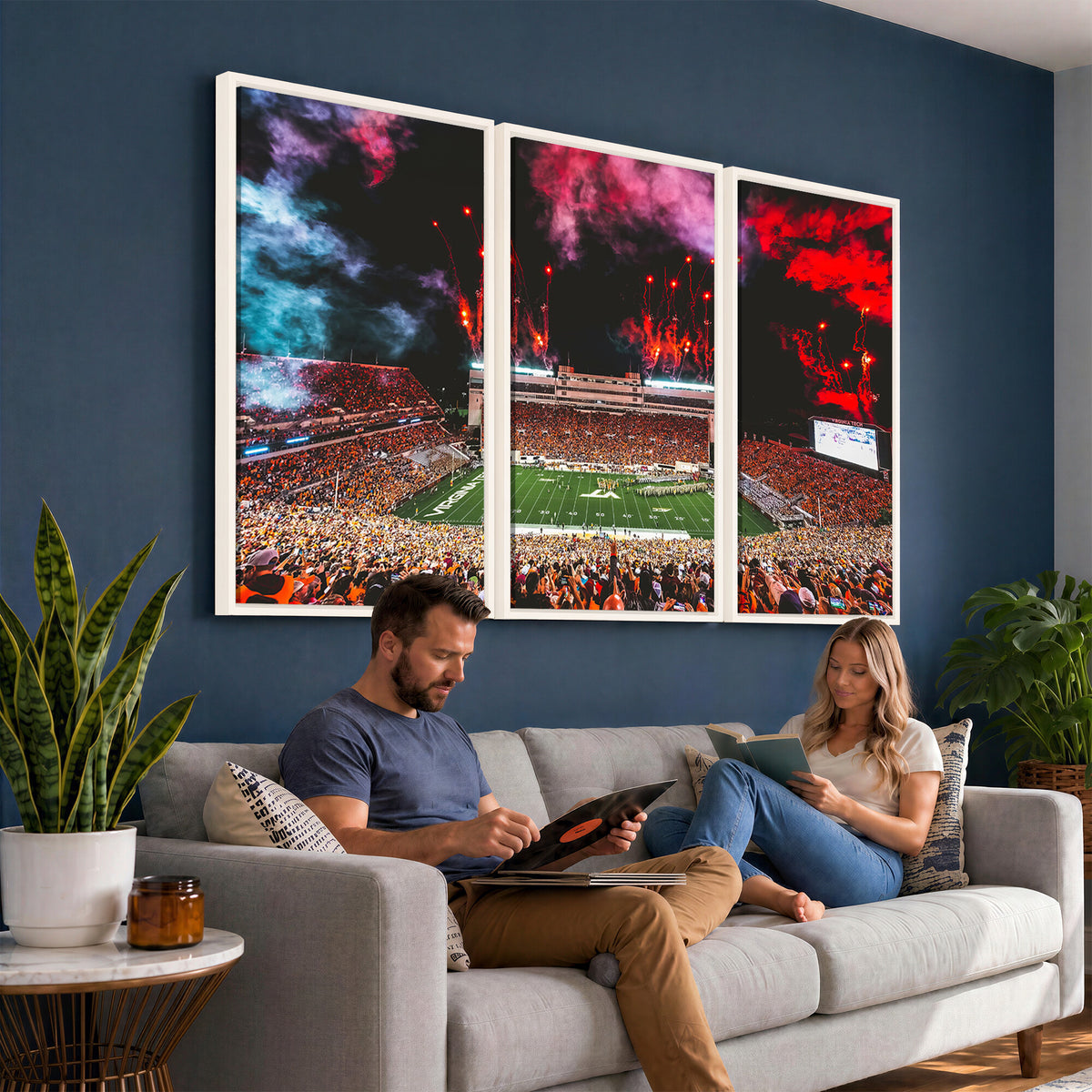 65761-MGV-CV-36X24 - Virginia Tech Hokies Football Team Print - Blacksburg Lane Stadium Wall Art Canvas Print