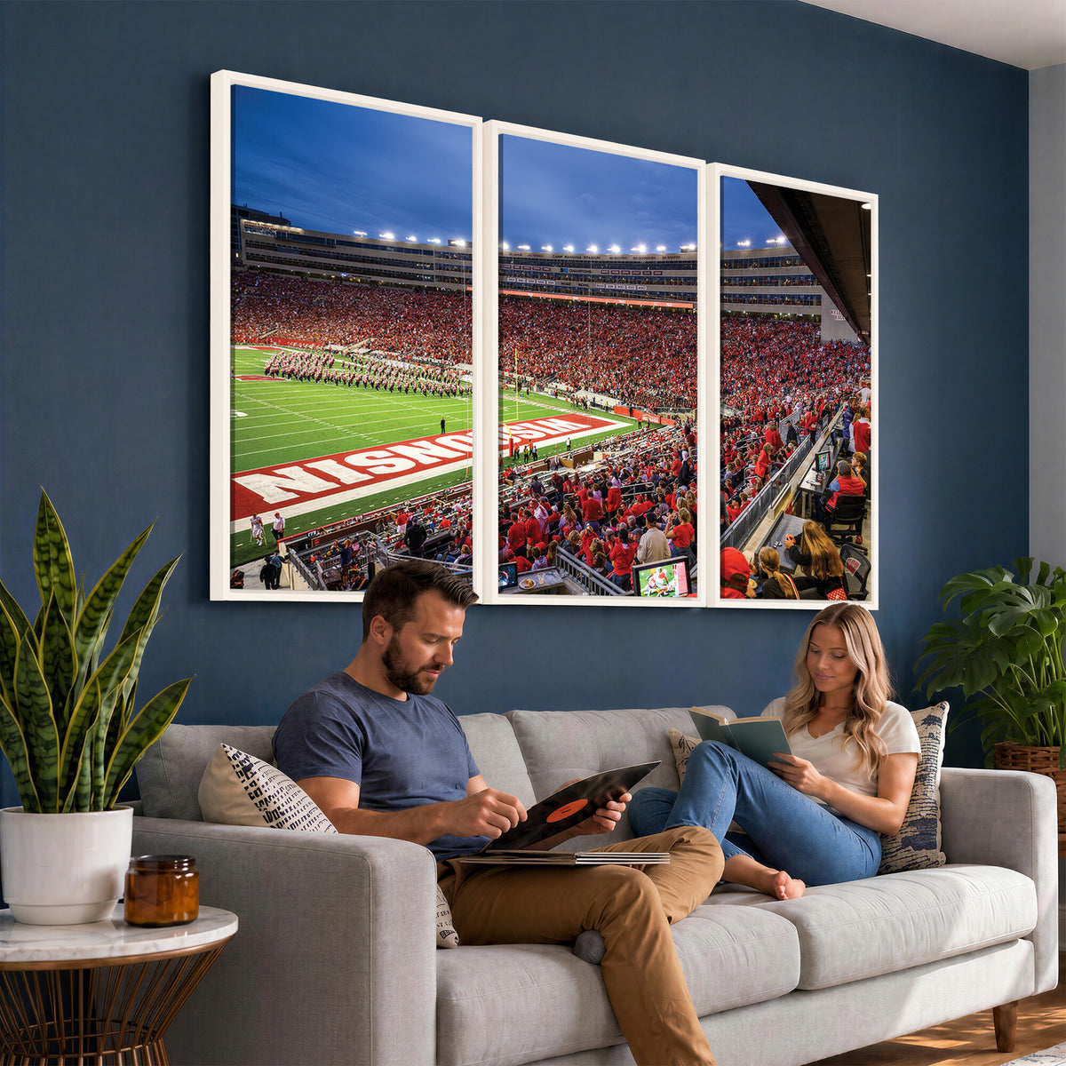 57601-MGV-CV-36X24 - Wisconsin Badgers Football Team Print - Madison Camp Randall Stadium Wall Art, Wisconsin Badgers