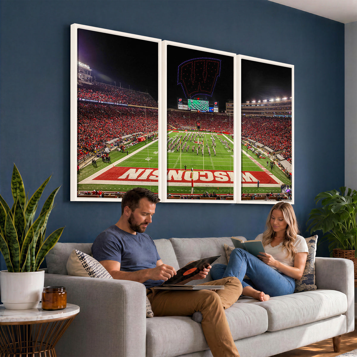 34125-MGV-CV-36X24 - Wisconsin Badgers Football Team Print Canvas- Madison Camp Randall Stadium Wall Art Canvas Print