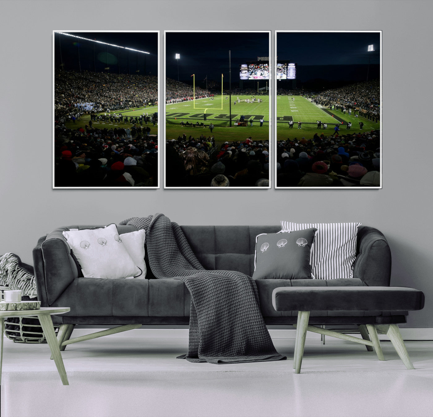 MGV-FC-60X30-3P - Purdue Boilermakers Football Team Print - West Lafayette Ross–Ade Stadium Wall Art Canvas Print