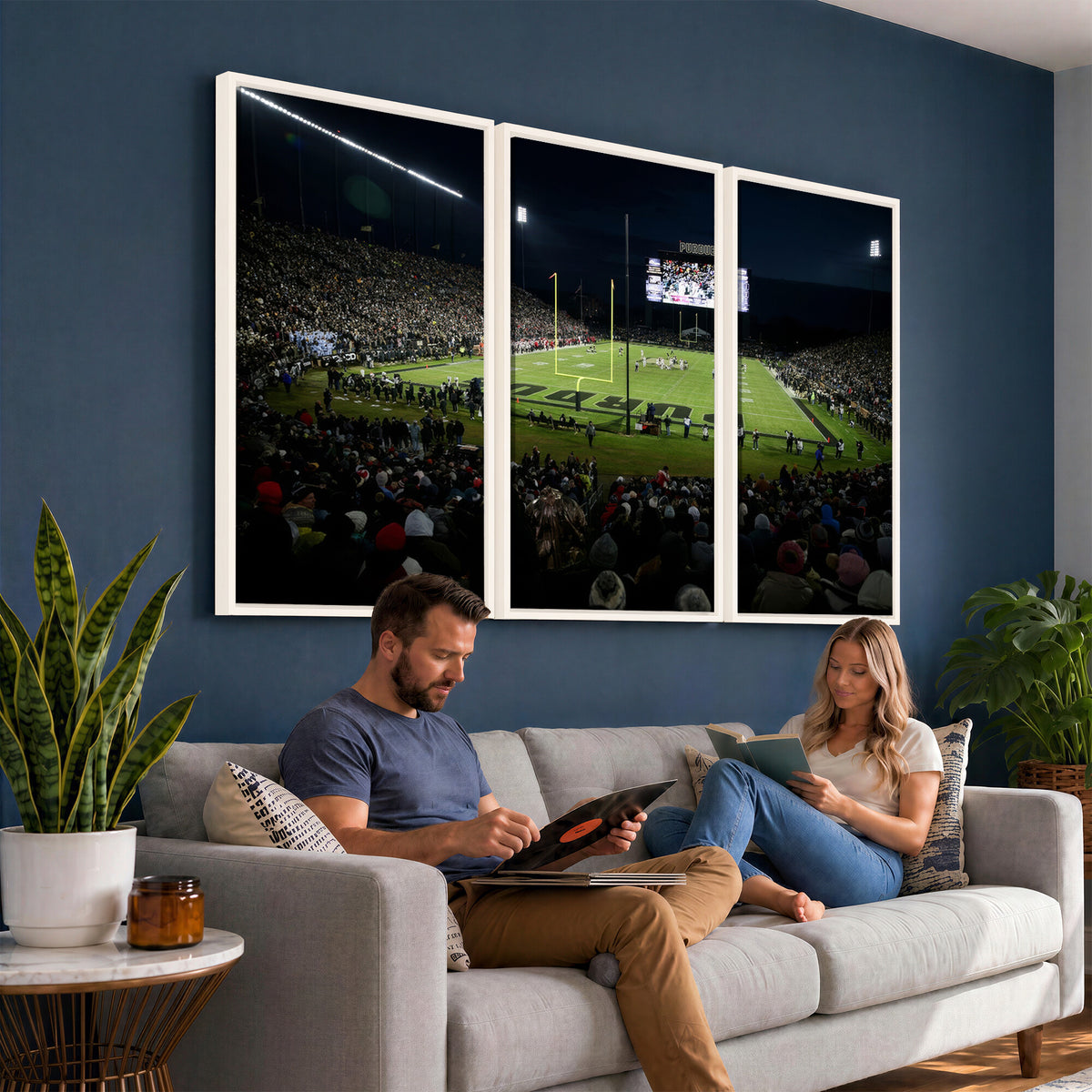 60140-MGV-CV-36X24 - Purdue Boilermakers Football Team Print - West Lafayette Ross–Ade Stadium Wall Art Canvas Print