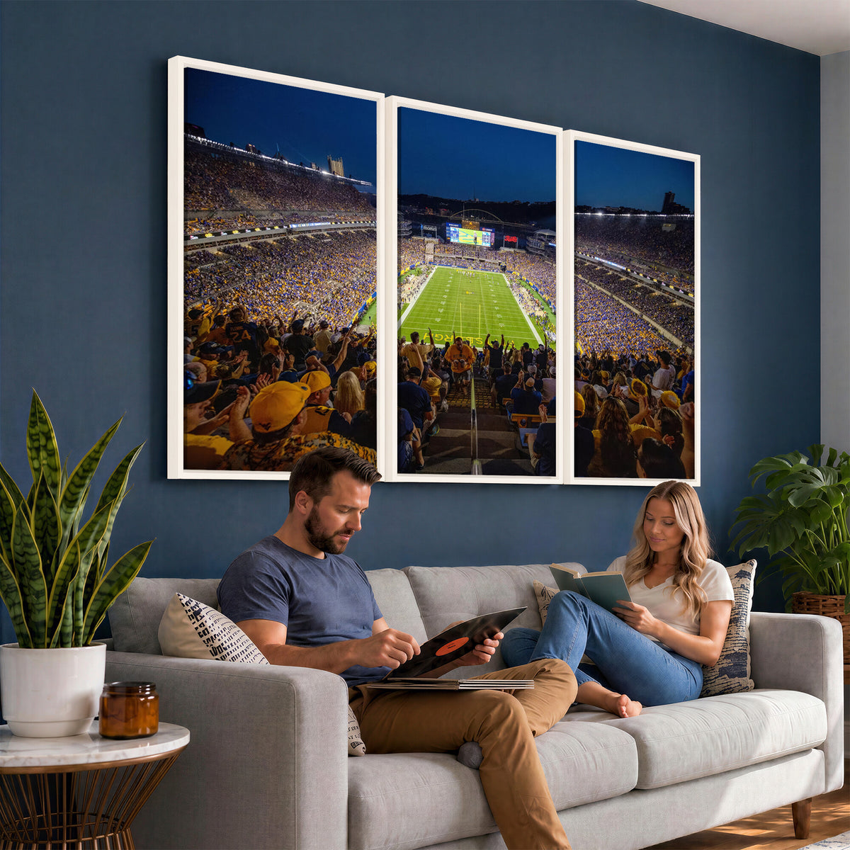 62297-MGV-CV-36X24 - Pittsburgh Panthers Football Team Print - Pittsburgh Acrisure Stadium Wall Art Canvas Print