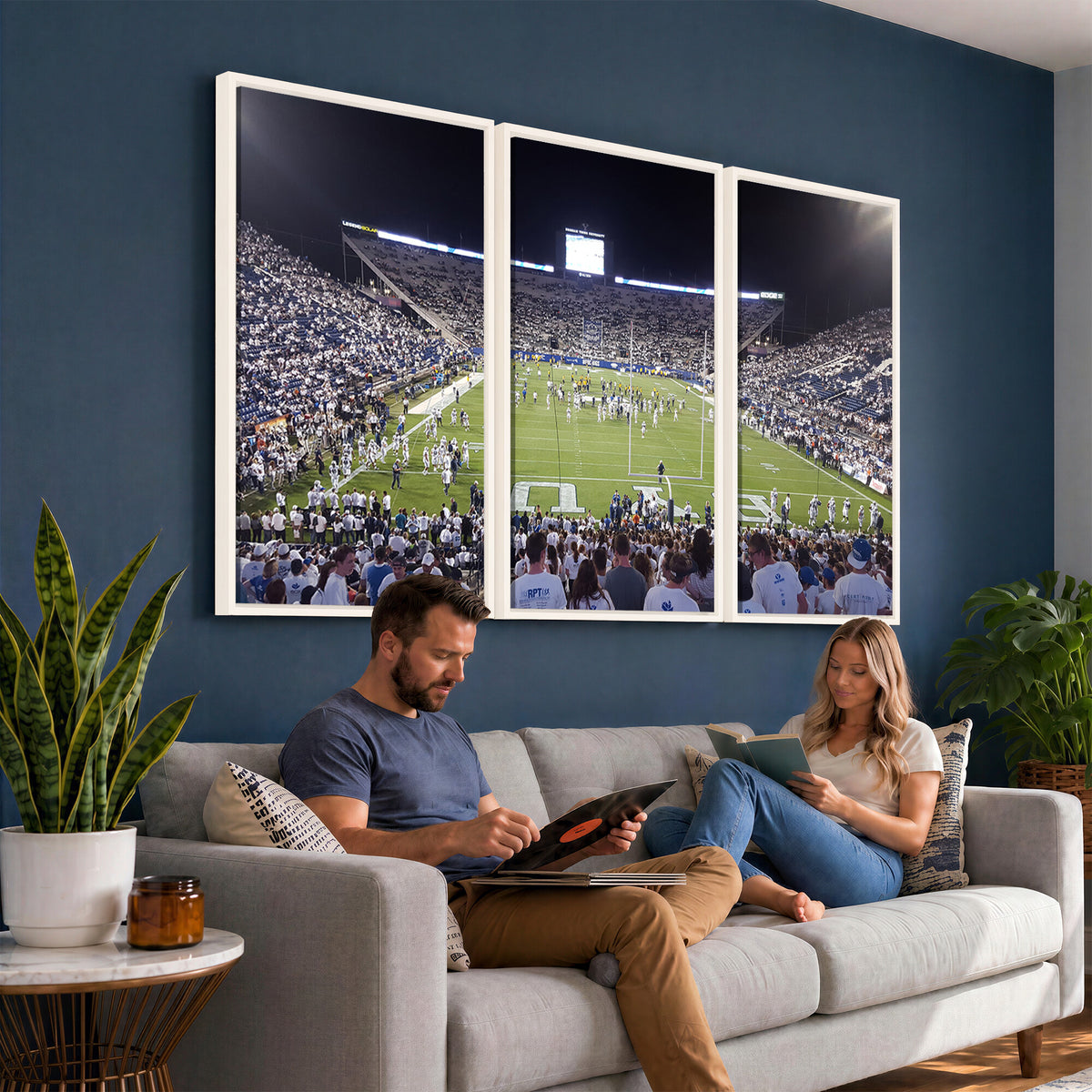 65036-MGV-CV-36X24 - Brigham Young University Cougars Football Print Canvas - Provo LaVell Edwards Stadium Wall Art