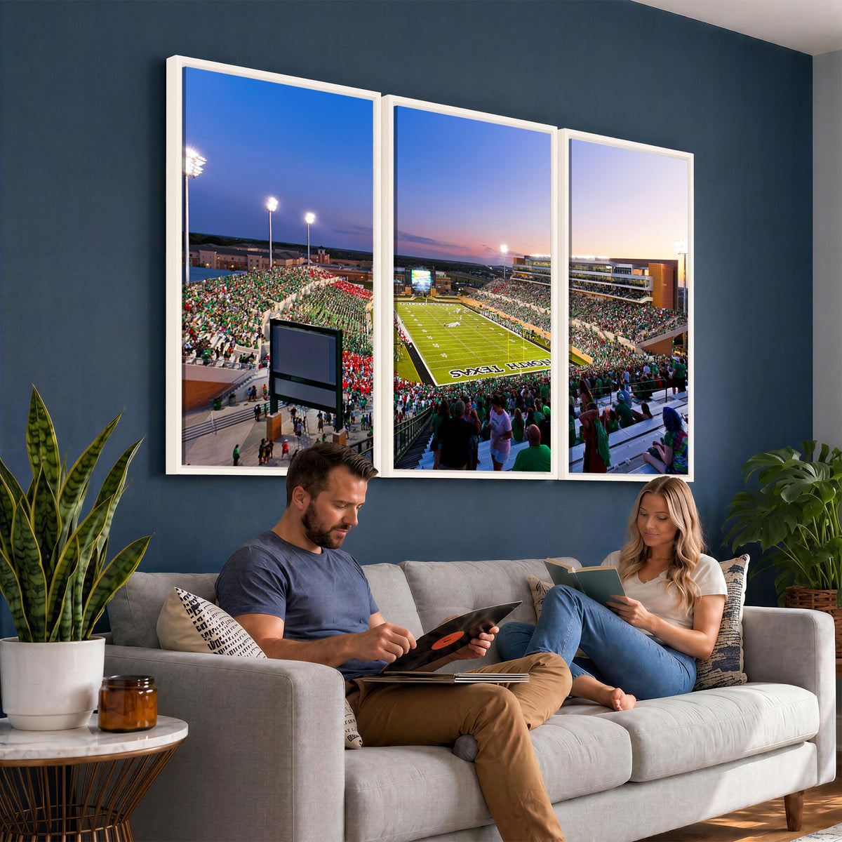 25916-MGV-CV-36X24 - University of North Texas Mean Green Football Team Print - Denton DATCU Stadium Canvas Print Wall