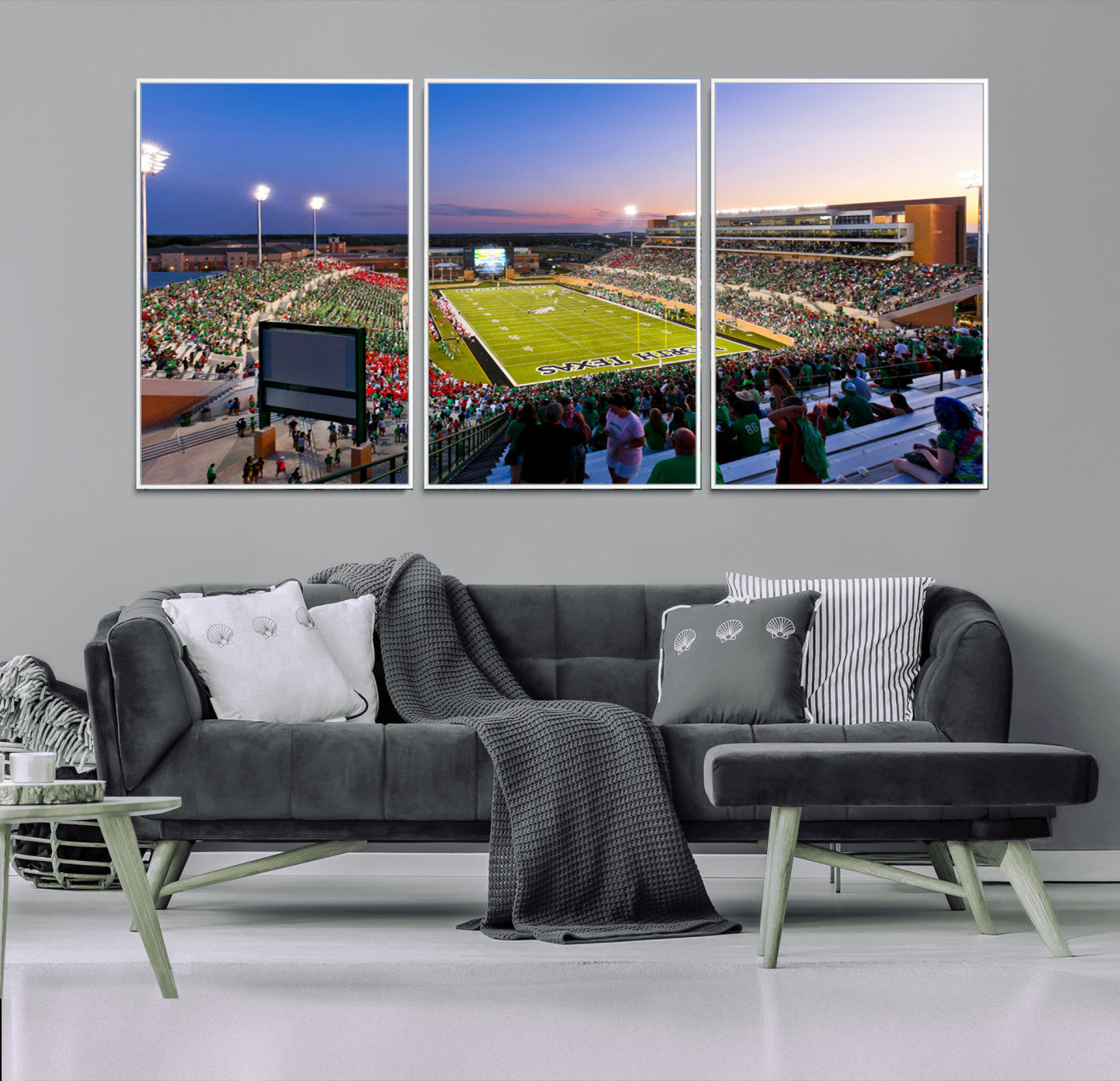 MGV-FC-60X30-3P - University of North Texas Mean Green Football Team Print - Denton DATCU Stadium Wall Art Canvas