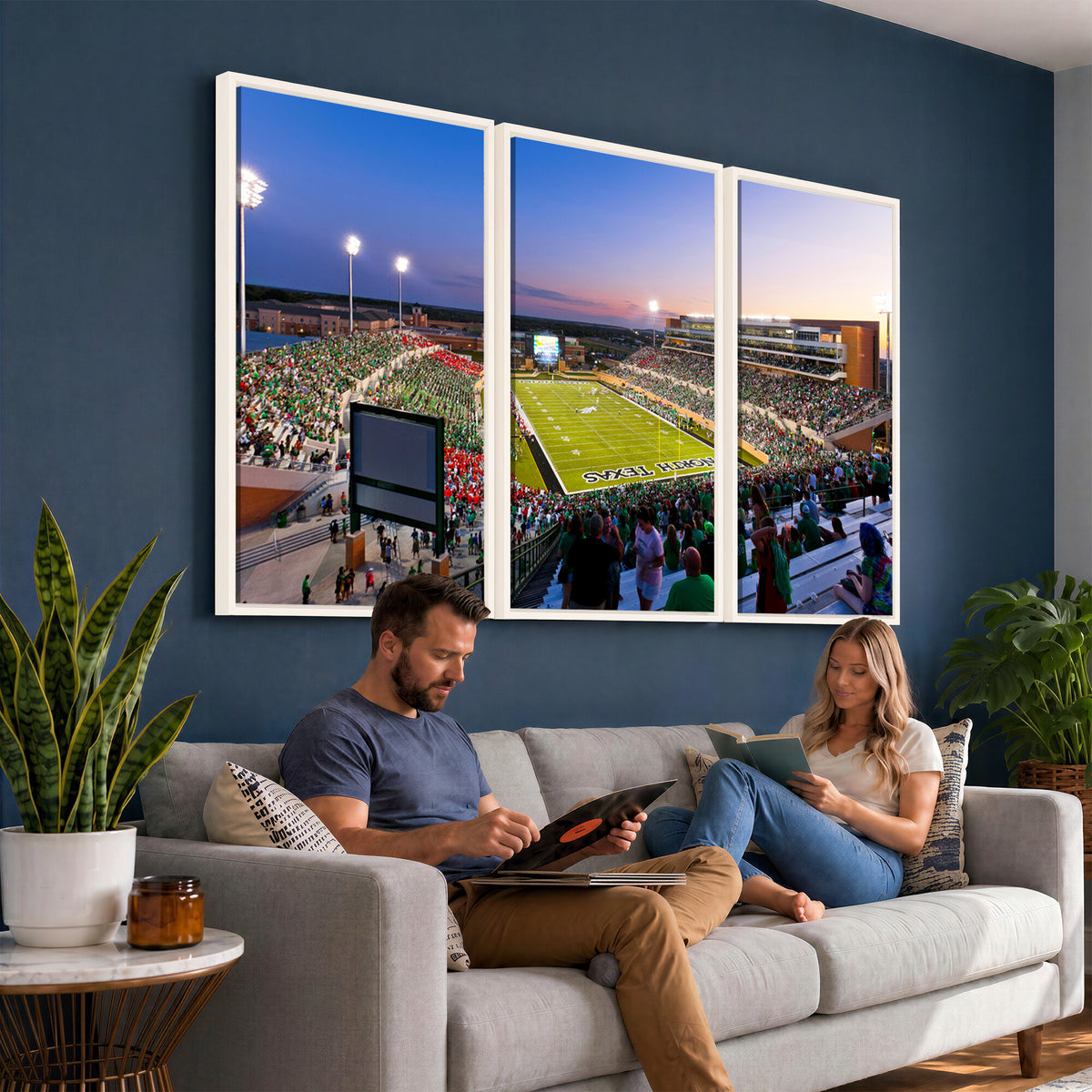 81582-MGV-CV-36X24 - University of North Texas Mean Green Football Team Print - Denton DATCU Stadium Wall Art Canvas