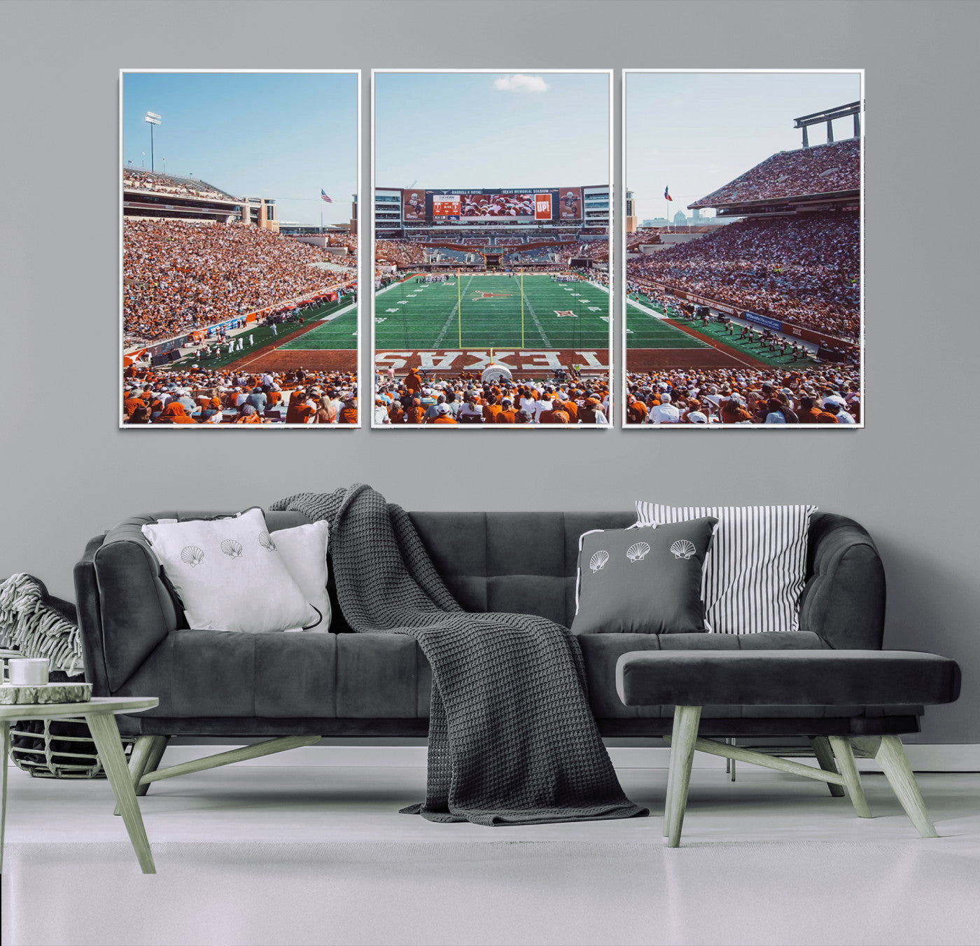 14826-MGV-FC-60X30-3P_White-Framed Texas Memorial Stadium Canvas, University of Texas Longhorns Football Team Print - Austin