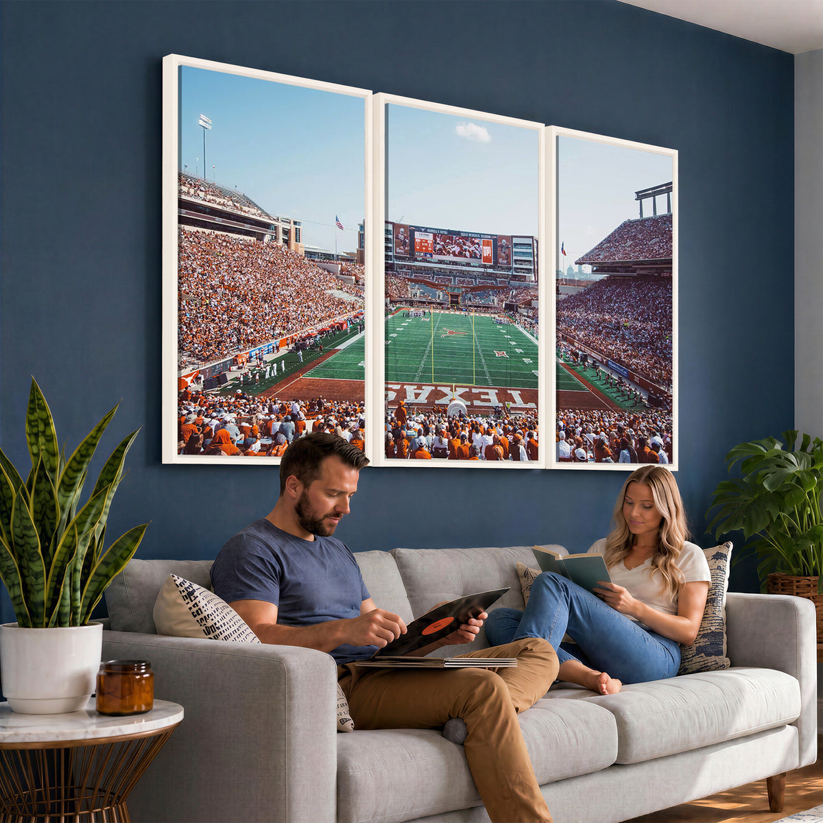 14826-MGV-CV-36X24 - Framed Texas Memorial Stadium Canvas, University of Texas Longhorns Football Team Print - Austin
