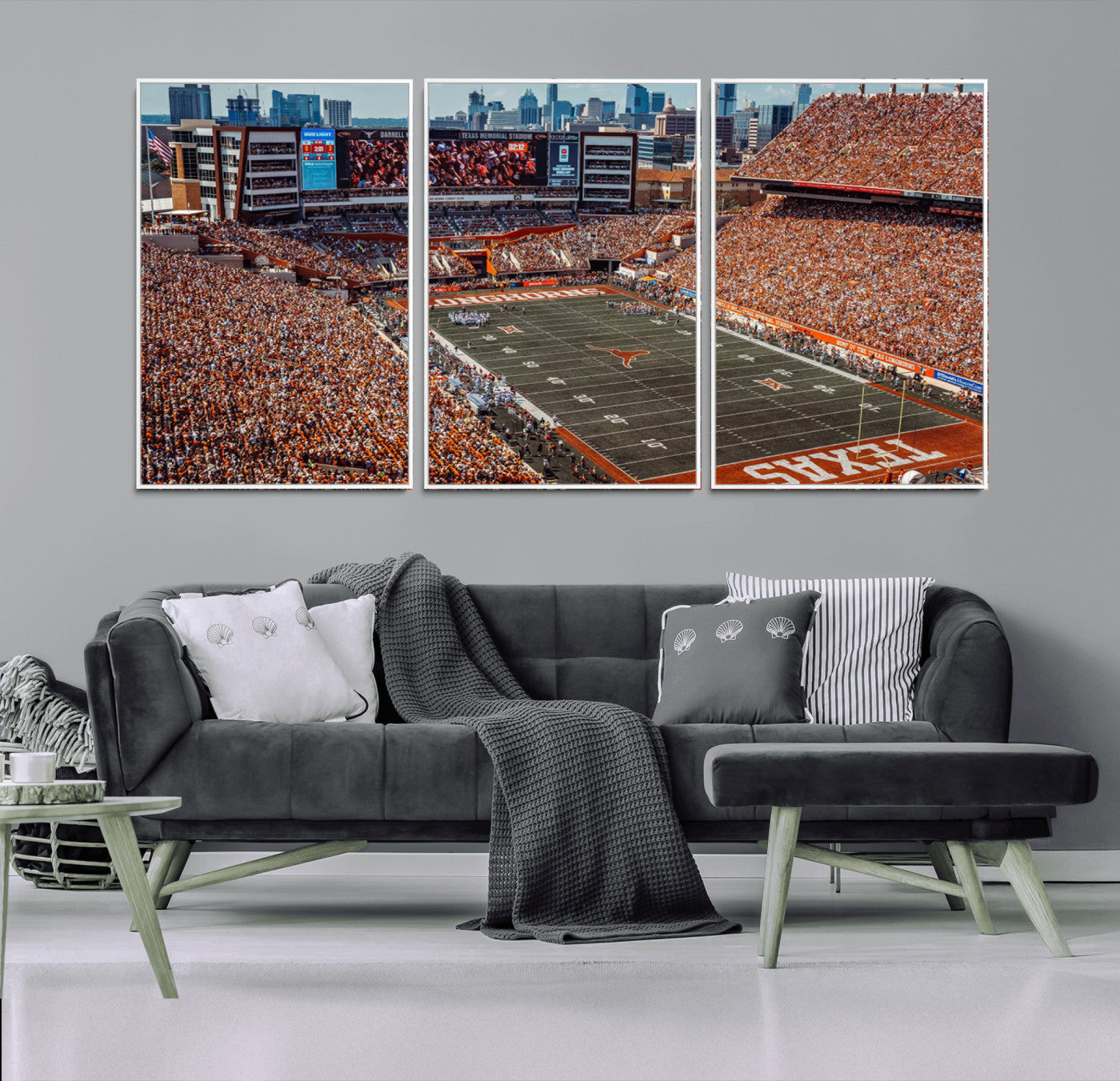 MGV-FC-60X30-3P - University of Texas Longhorns Football Team Print - Austin Darrell K Royal-Texas Memorial Stadium
