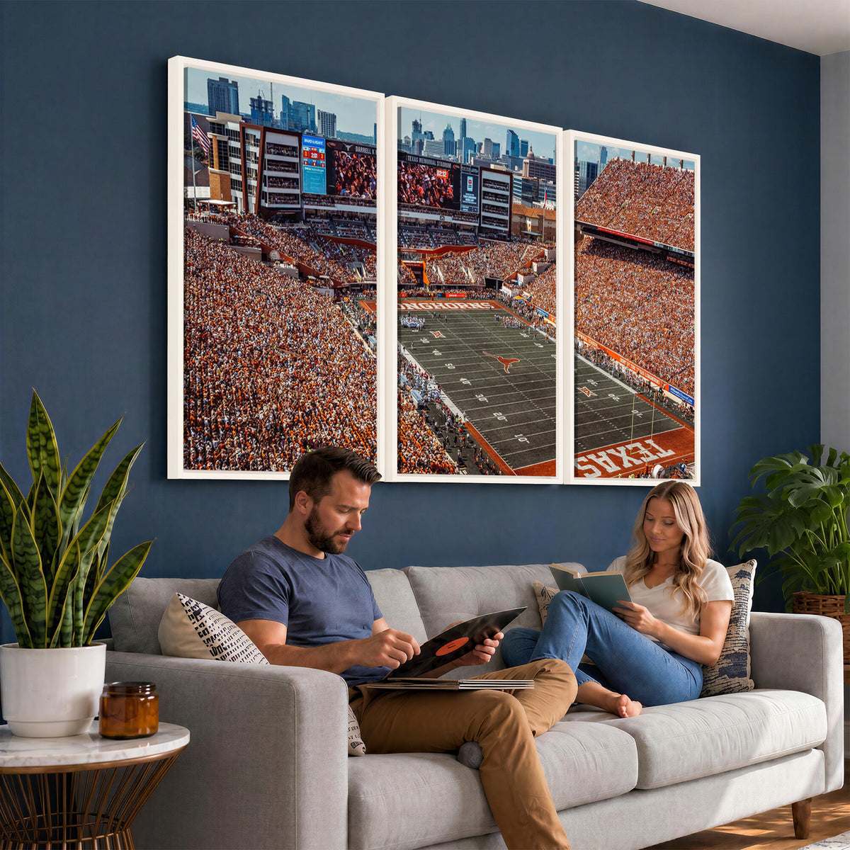 92103-MGV-CV-36X24 - University of Texas Longhorns Football Team Print - Austin Darrell K Royal-Texas Memorial Stadium
