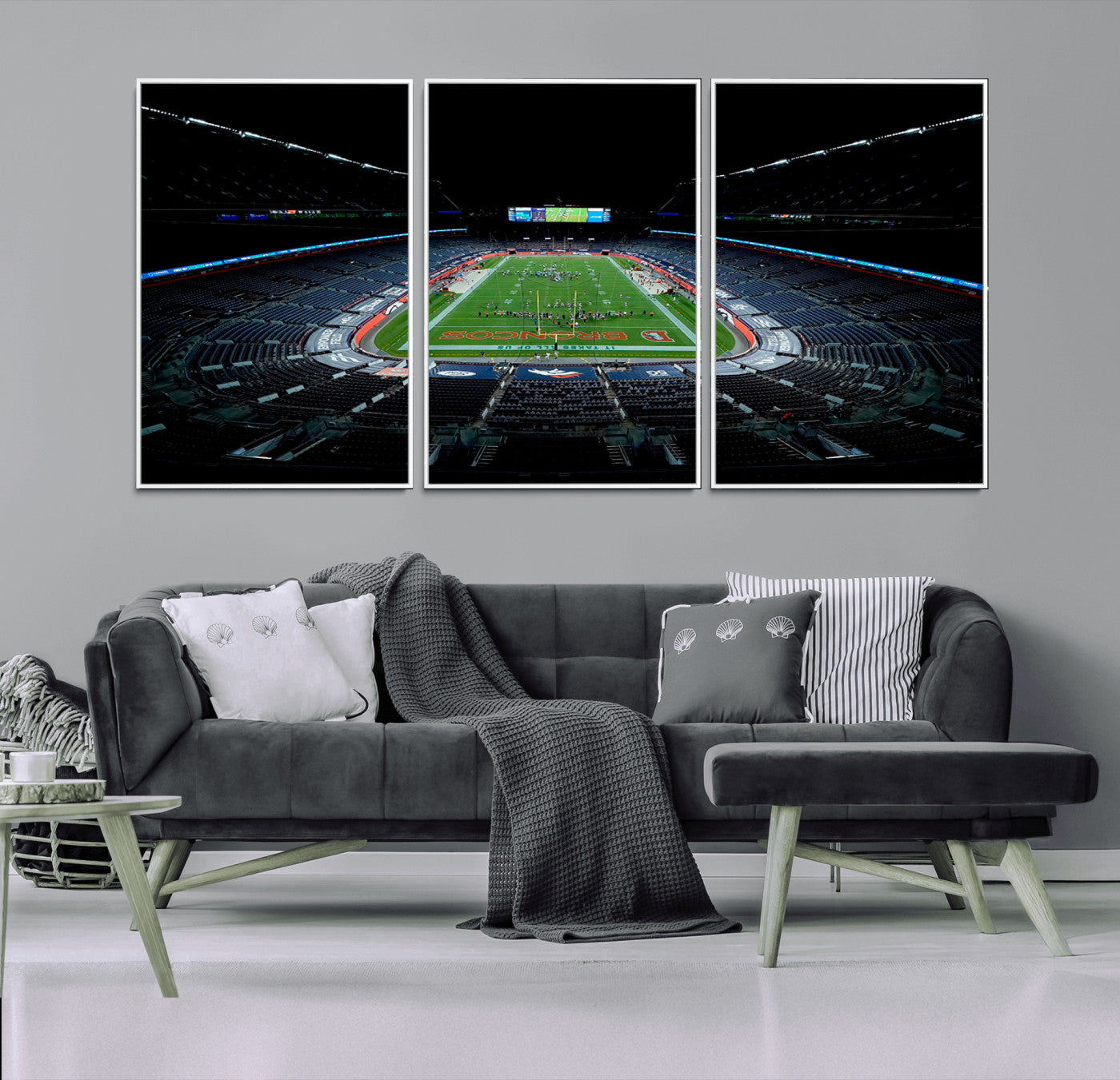 MGV-FC-60X30-3P - Denver Broncos Football Team Print Canvas- Denver Empower Field at Mile High Stadium Wall Art Canvas