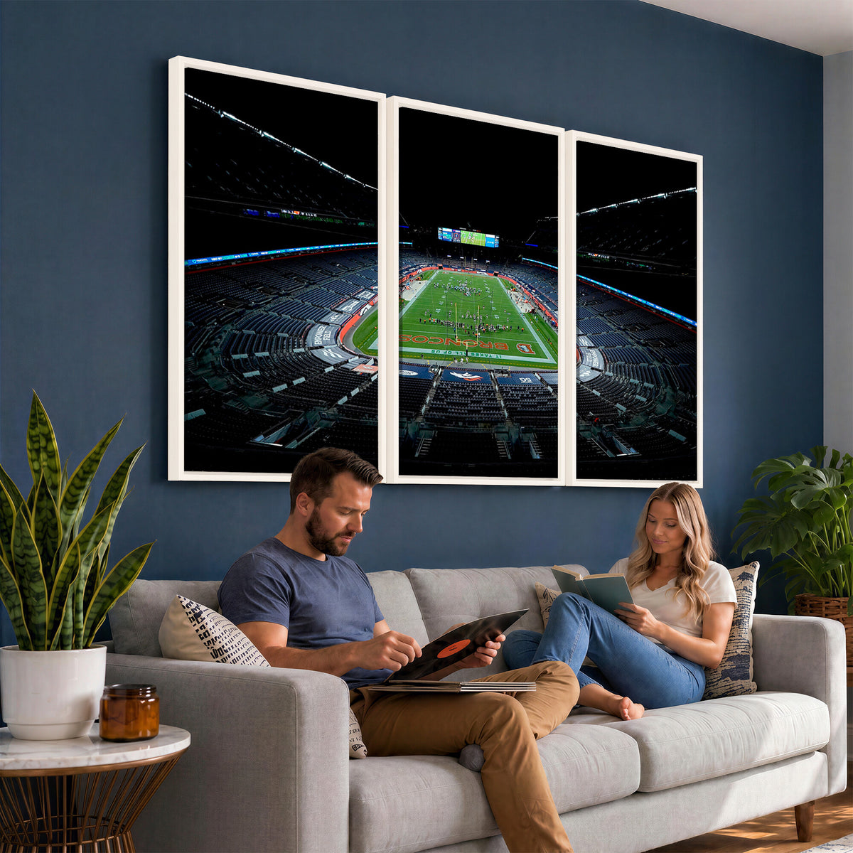14797-MGV-CV-36X24 - Denver Broncos Football Team Print Canvas- Denver Empower Field at Mile High Stadium Wall Art Canvas