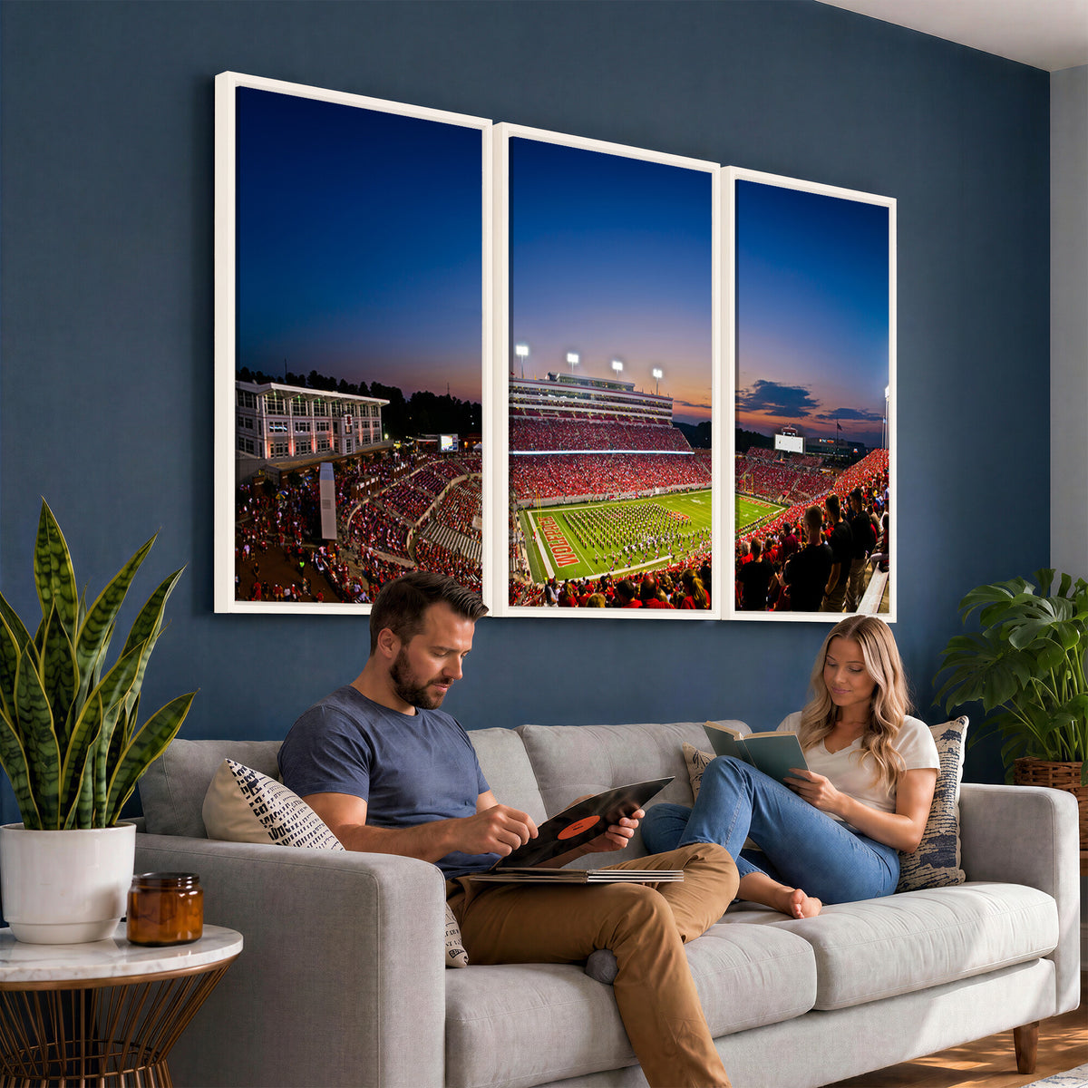 76202-MGV-CV-36X24 - Wolfpack Football Team Wall Art Print - Raleigh Carter-Finley Stadium Wall Art Canvas Print