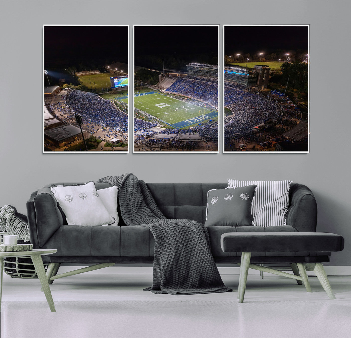 MGV-FC-60X30-3P - Duke University Blue Devils Football Print Canvas - Durham Wallace Wade Stadium Wall Art Canvas