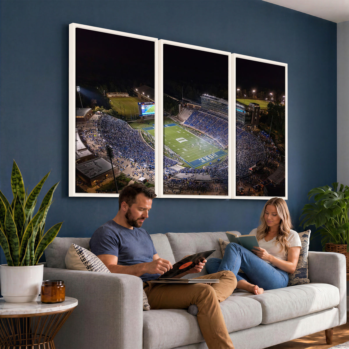 42347-MGV-CV-36X24 - Duke University Blue Devils Football Print Canvas - Durham Wallace Wade Stadium Wall Art Canvas