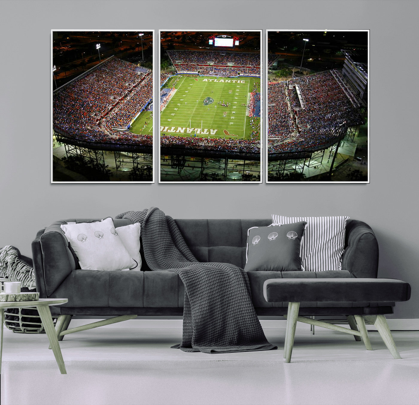 MGV-FC-60X30-3P - Florida Atlantic University Owls Football Team Print - Boca Raton FAU Stadium Wall Art Canvas Print