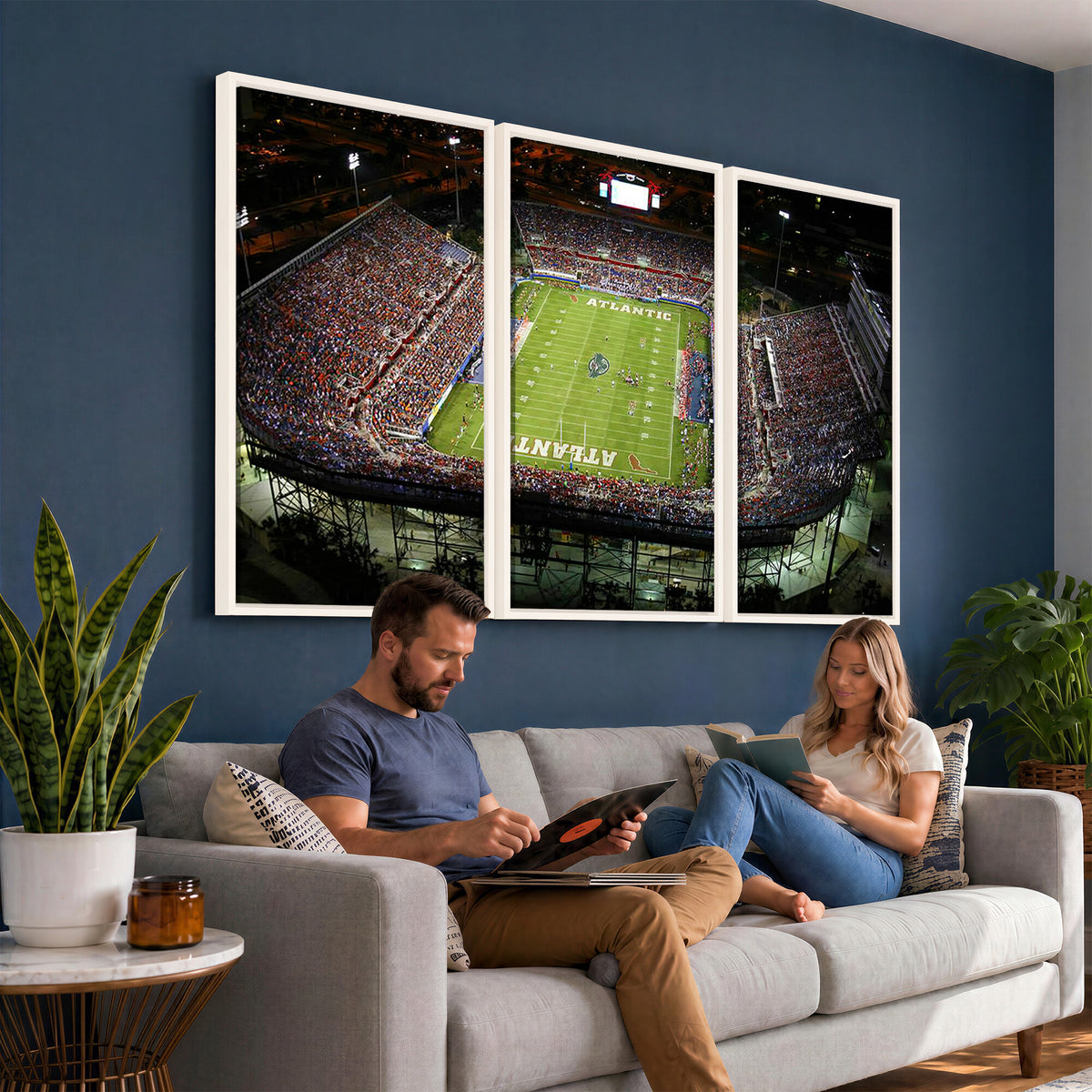 72354-MGV-CV-36X24 - Florida Atlantic University Owls Football Team Print - Boca Raton FAU Stadium Wall Art Canvas Print