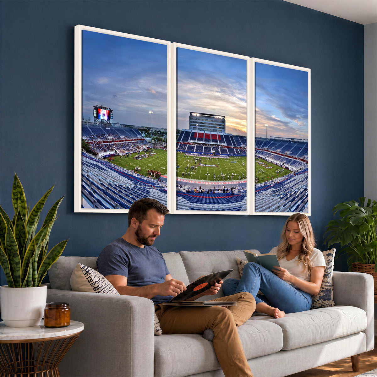 69559-MGV-CV-36X24 - Florida Atlantic University Owls Football Team Print - Boca Raton FAU Stadium Wall Art Canvas Print