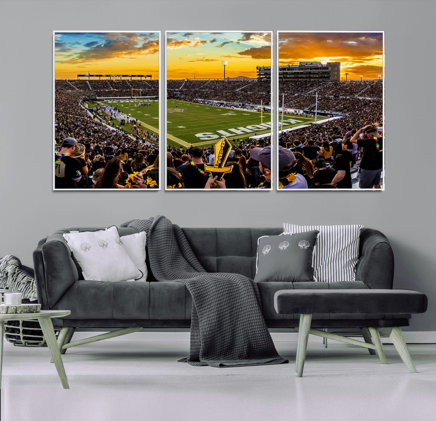 MGV-FC-60X30-3P - UCF Knights Football Team Print - Orlando FBC Mortgage Stadium, UCF Knights Wall Art Canvas Print