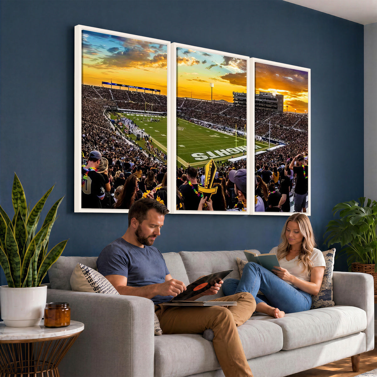 66803-MGV-CV-36X24 - UCF Knights Football Team Print - Orlando FBC Mortgage Stadium, UCF Knights Wall Art Canvas Print