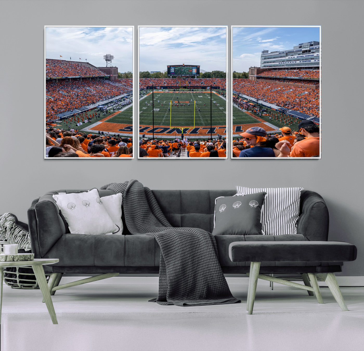 MGV-FC-60X30-3P - University of Illinois Fighting Illini Football Team Print Canvas - Champaign Illinois Memorial