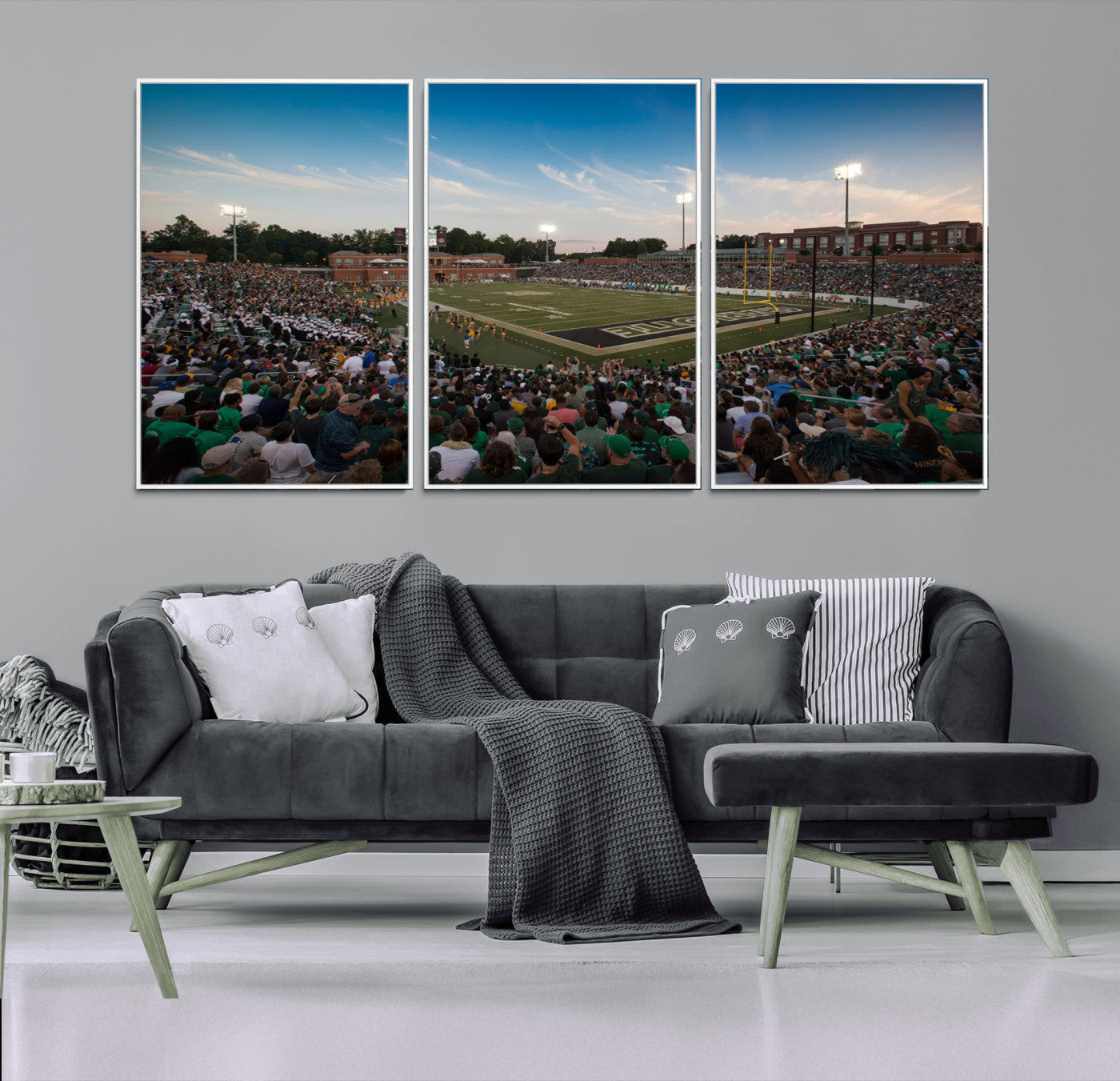 MGV-FC-60X30-3P - University of Charlotte 49ers Football Team Print - Charlotte Jerry Richardson Stadium Wall Art