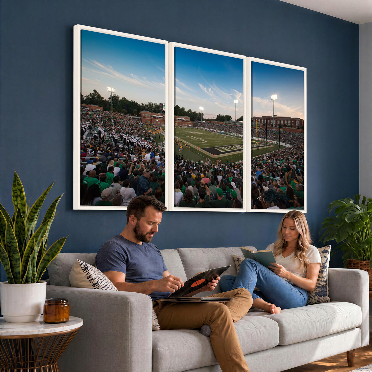 12290-MGV-CV-36X24 - University of Charlotte 49ers Football Team Print - Charlotte Jerry Richardson Stadium Wall Art