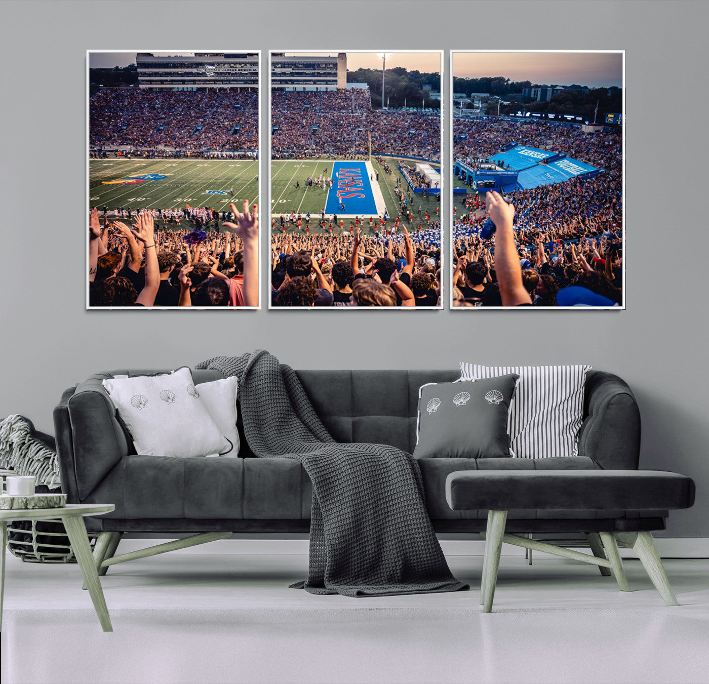 40169-MGV-CV-36X24-University of Kansas Jayhawks Football Team Art Print - Lawrence Kansas Memorial Stadium Wall Art
