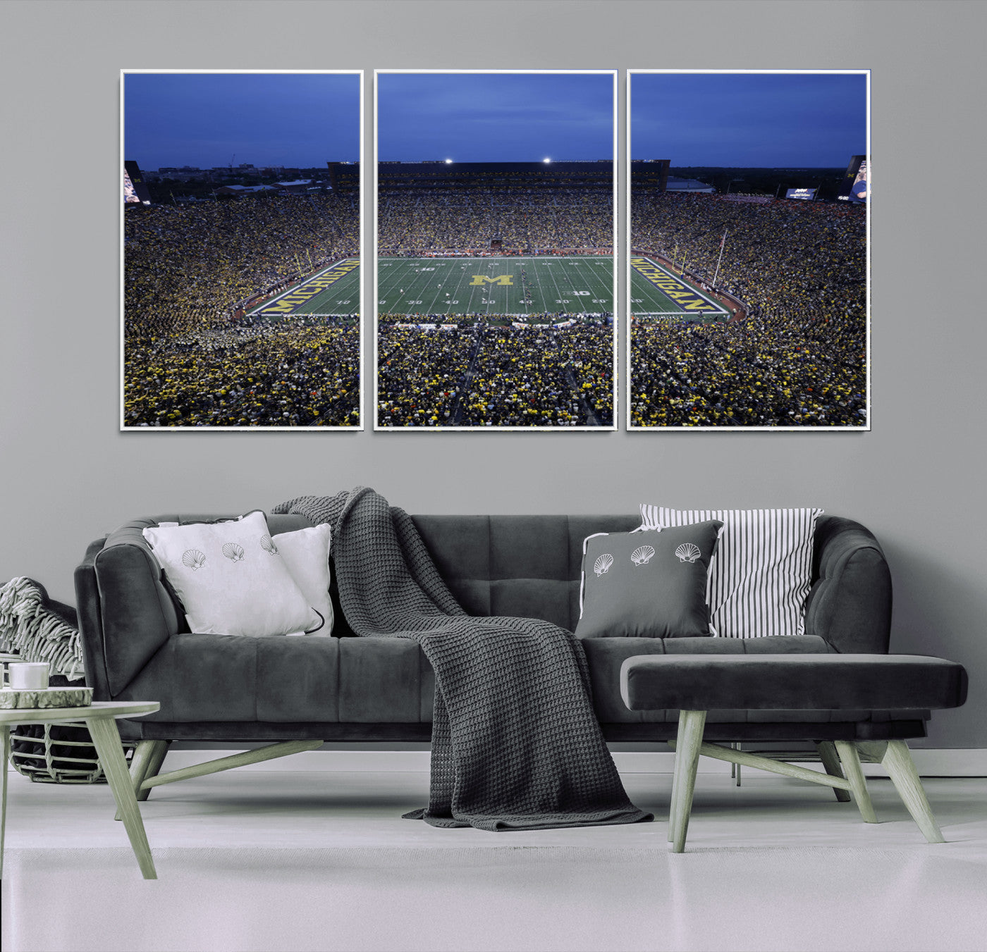 MGV-FC-60X30-3P - University of Michigan Wolverines Football Team Print - Ann Arbor Michigan Stadium Wall Art Canvas