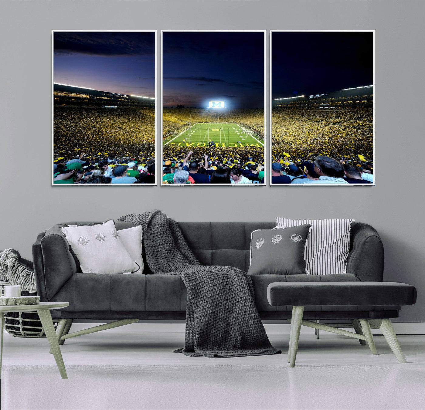 MGV-FC-60X30-3P - University of Michigan Wolverines Football Team Print - Ann Arbor Michigan Stadium Canvas Print