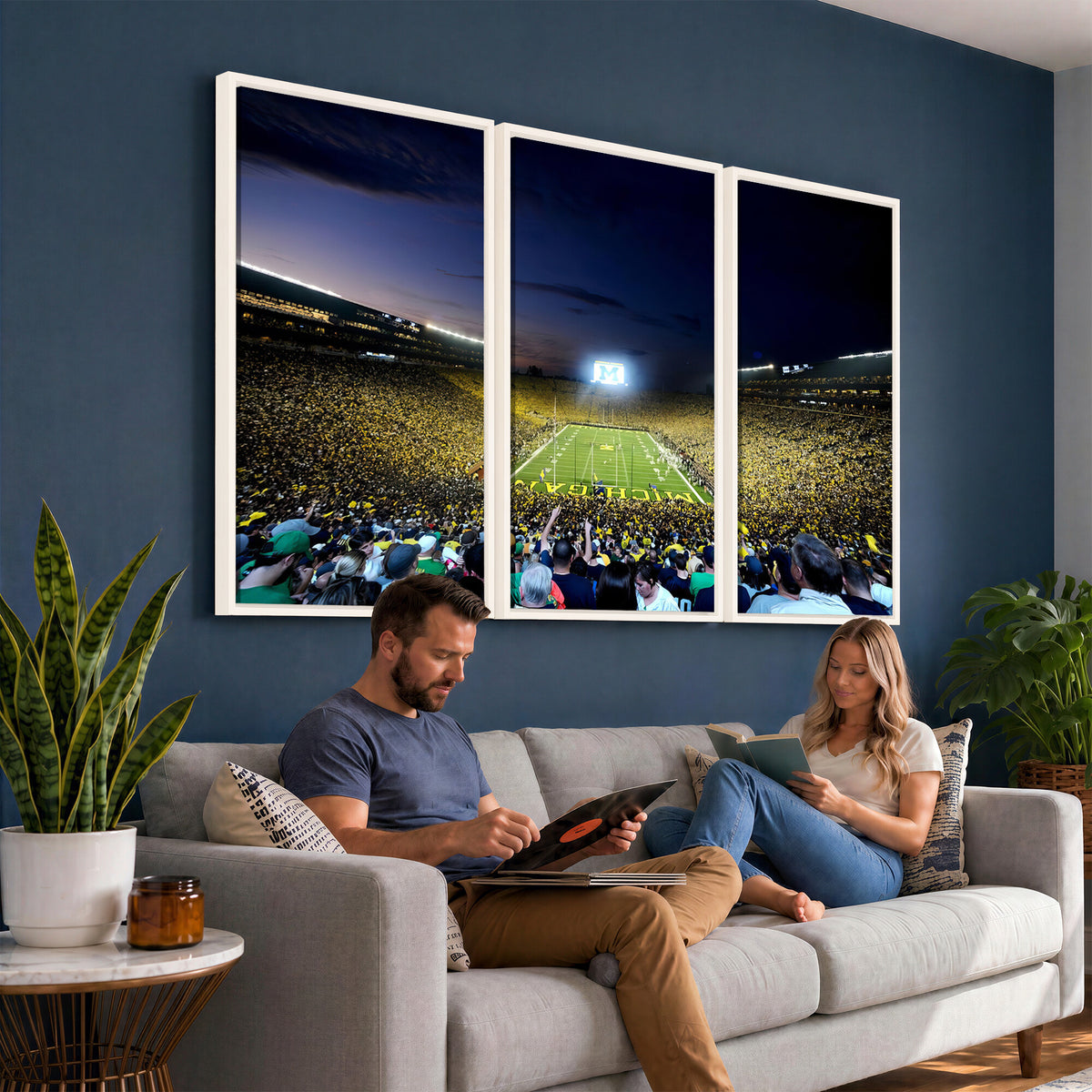 22115-MGV-CV-36X24 - University of Michigan Wolverines Football Team Print - Ann Arbor Michigan Stadium Canvas Print